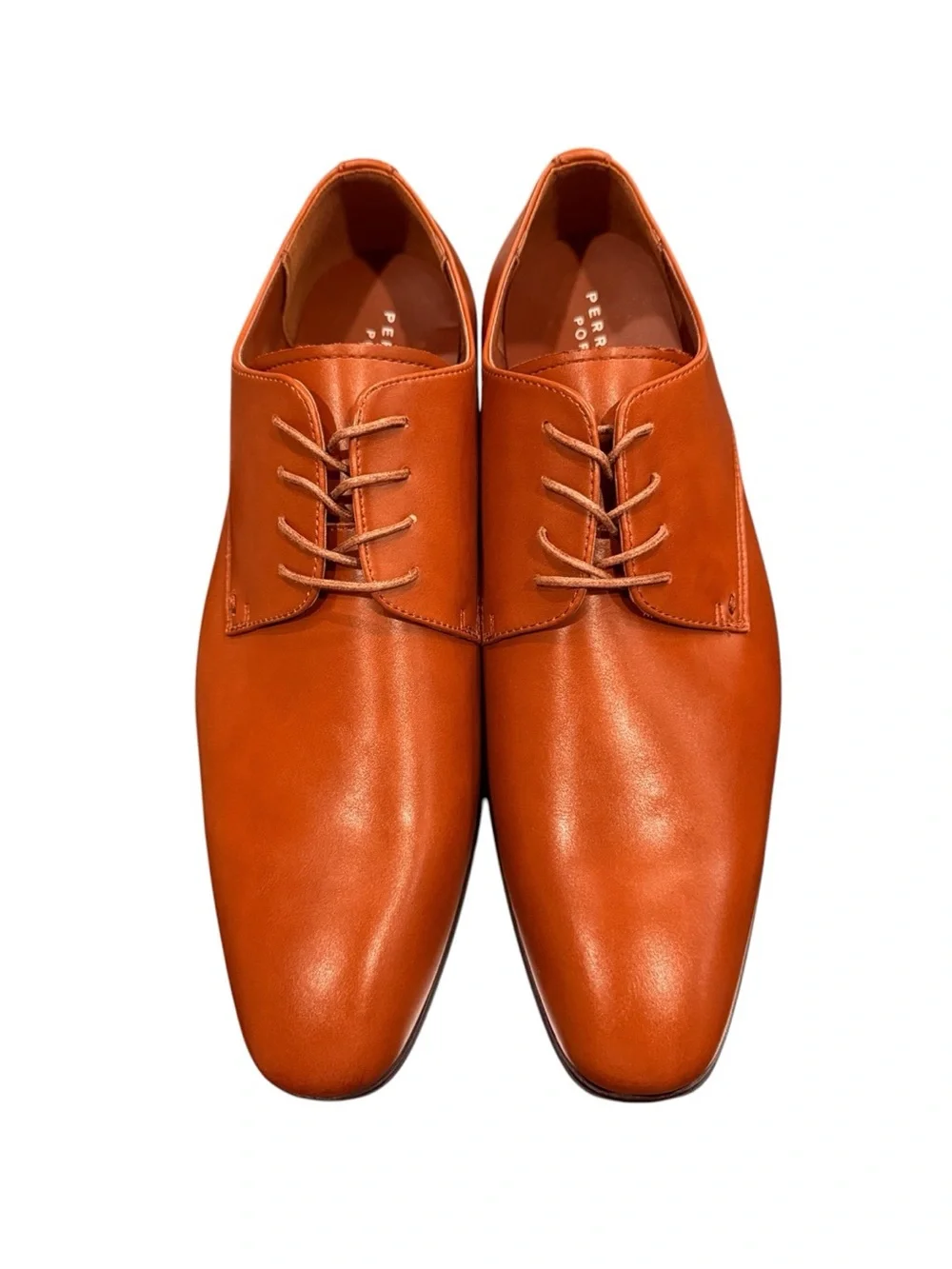 Perry Ellis Men’s Camel Brown Leather Dress Oxford Derby Lace Up Shoes Sz 12